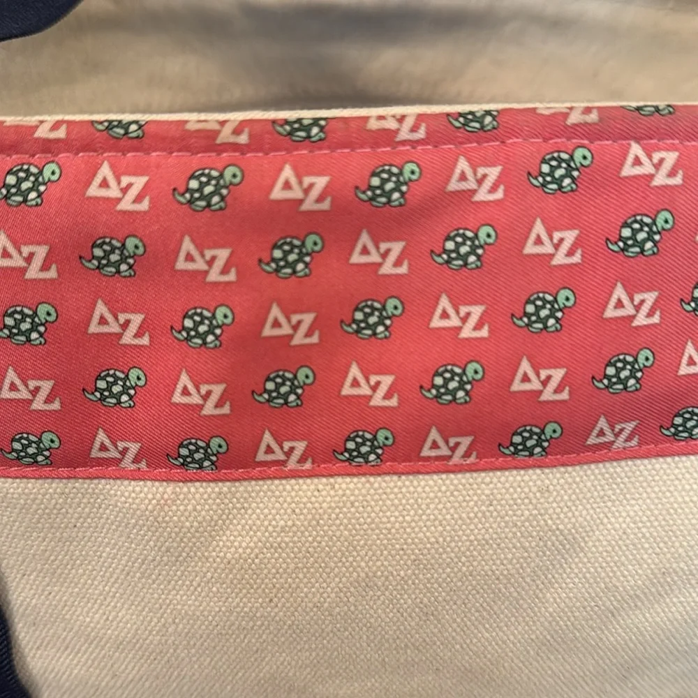 Delta Zeta Vineyard Vines Cream and Red Canvas Tote Bag. - Picture 3 of 5